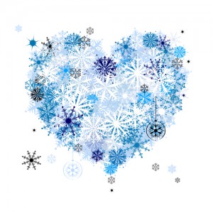 Heart shape of snowflakes