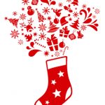 Christmas stocking with many graphic elements